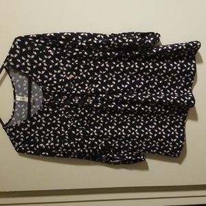Navy blue blouse with birds- size large